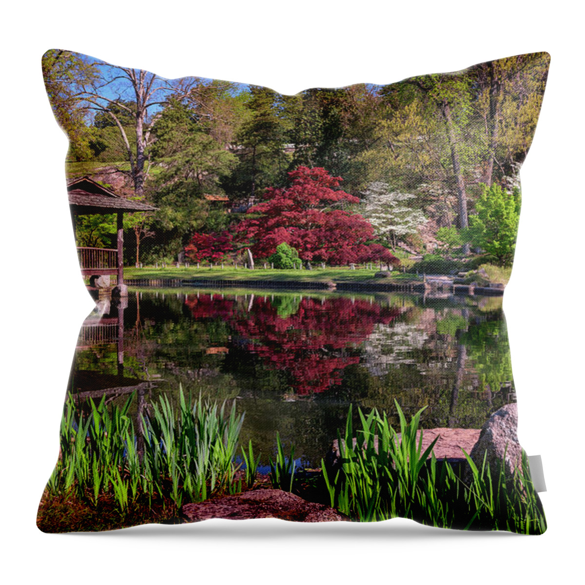 Gazebo Throw Pillow featuring the photograph Japanese Garden at Maymont by Rick Berk