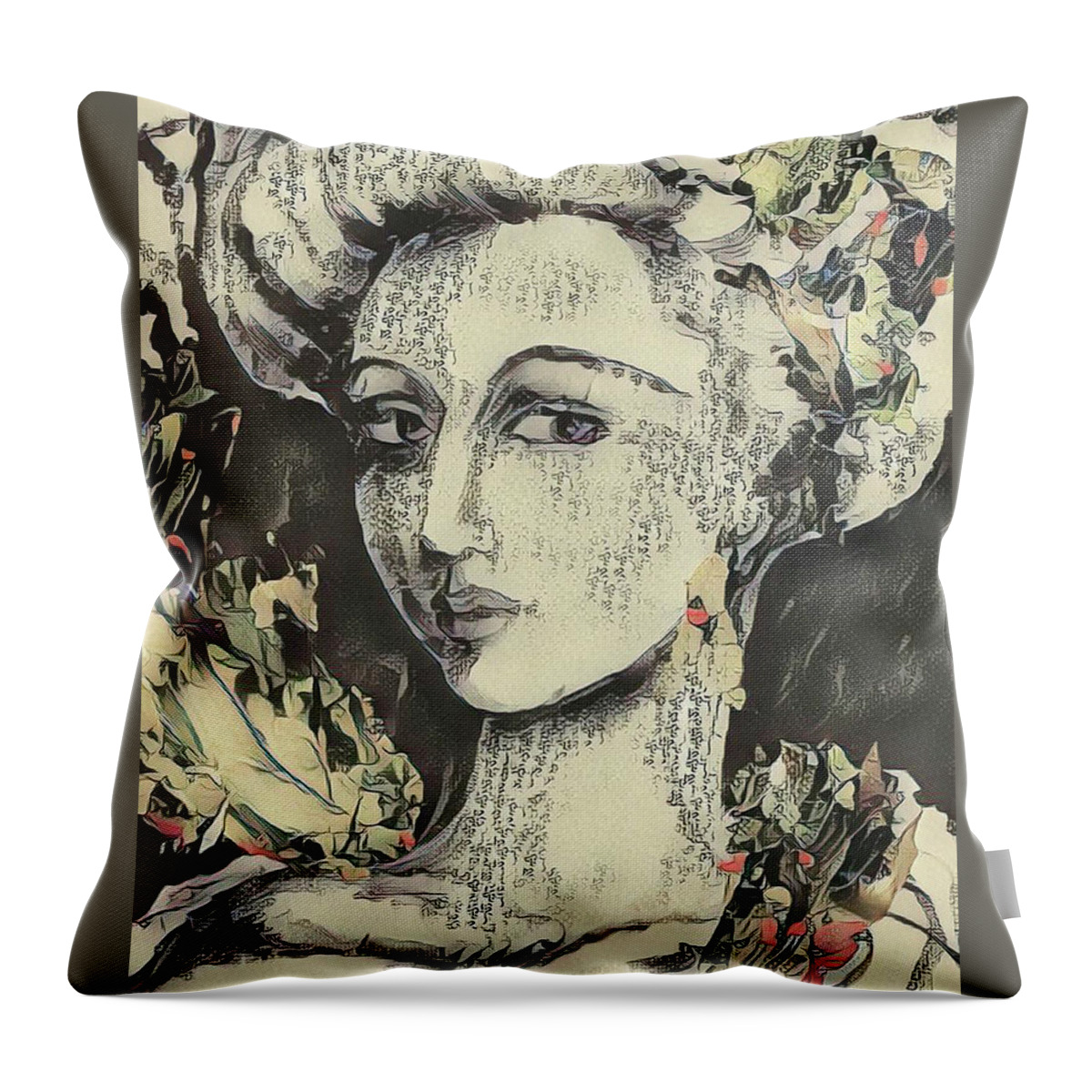 Digital Throw Pillow featuring the digital art Japanese-style Selfie by Rae Chichilnitsky