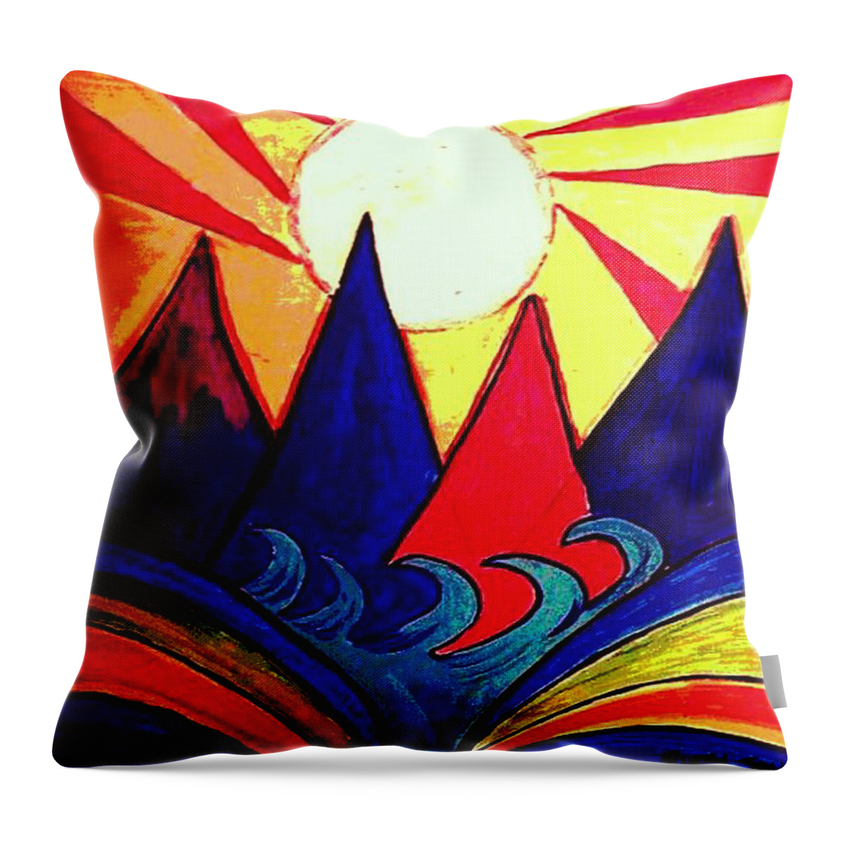 Japan Throw Pillow featuring the painting Japanese Sunrise by Rusty Gladdish