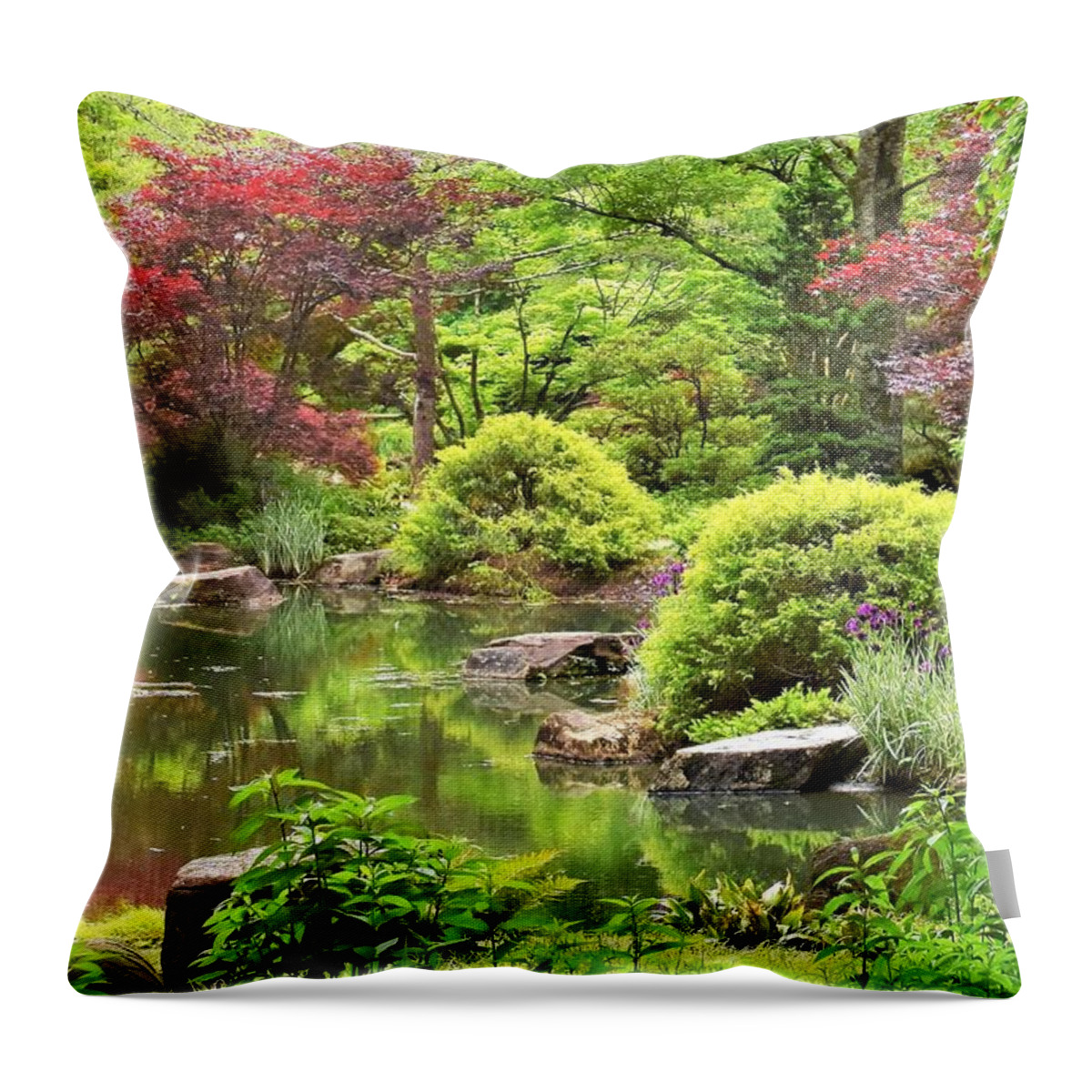 Japanese Gardens Throw Pillow featuring the photograph Japanese Gardens by Mary Ann Artz