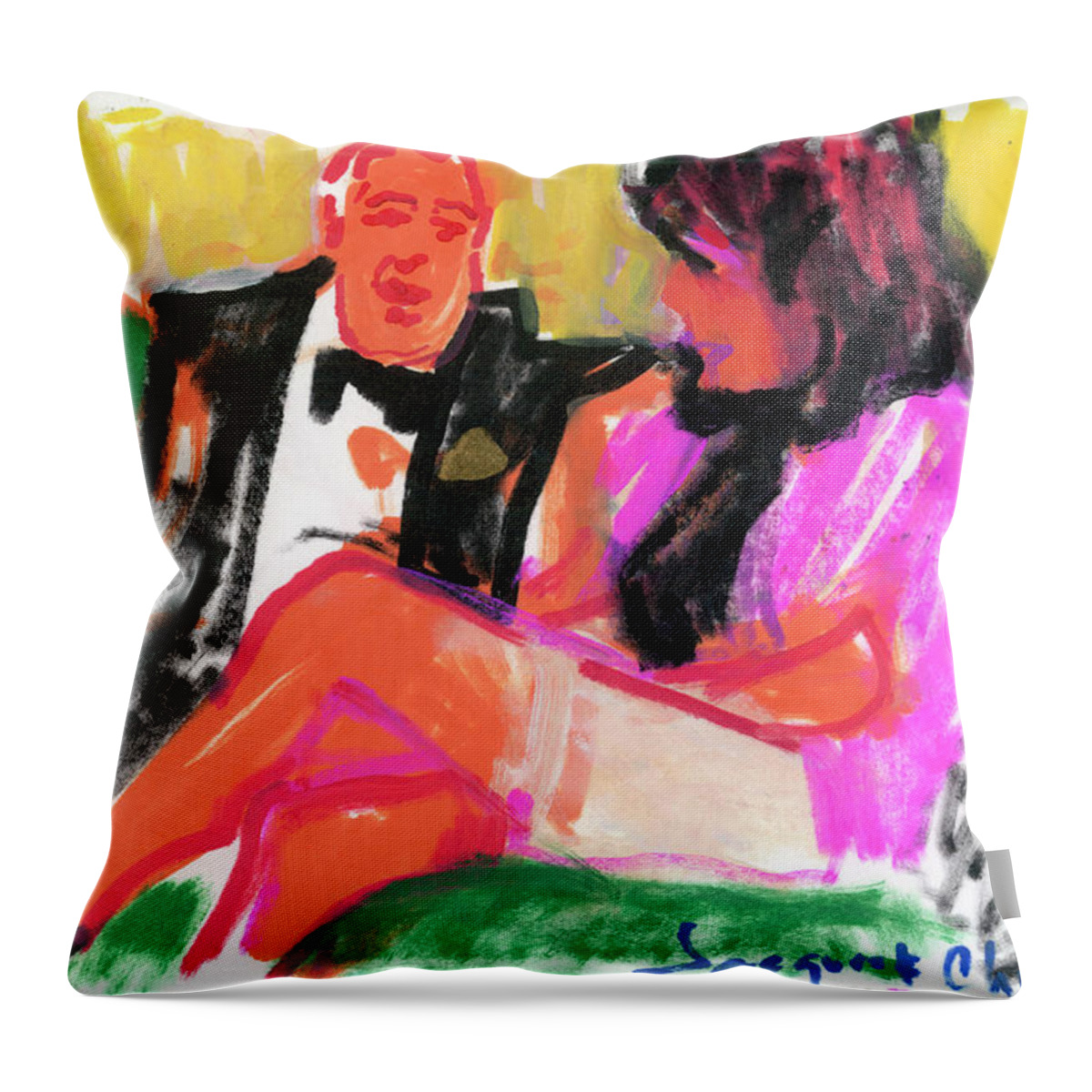 Jacque Throw Pillow featuring the painting Jacque and Christine by Candace Lovely
