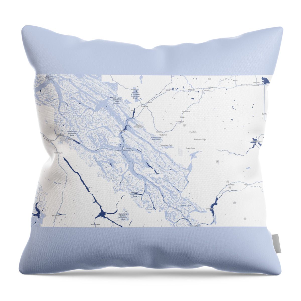 Map Throw Pillow featuring the painting Jasper National Park, Alberta Canada by Celestial Images