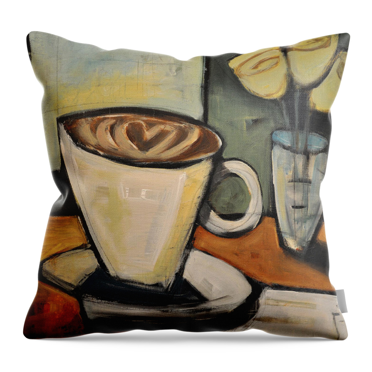 Java Throw Pillow featuring the painting Java Love by Tim Nyberg