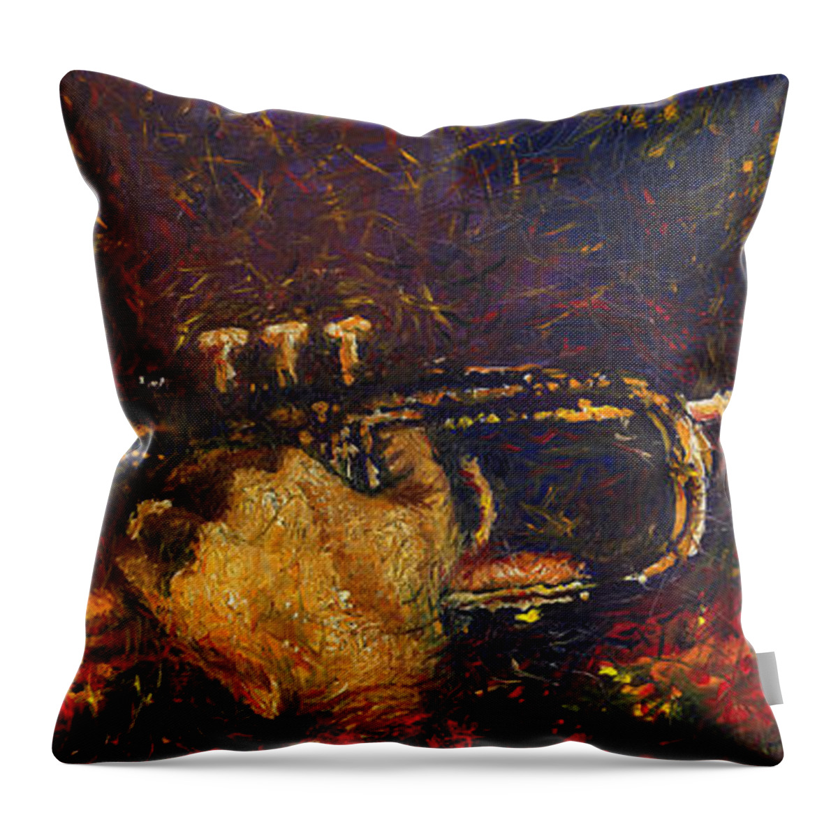 Jazz Throw Pillow featuring the painting Jazz Miles Davis by Yuriy Shevchuk