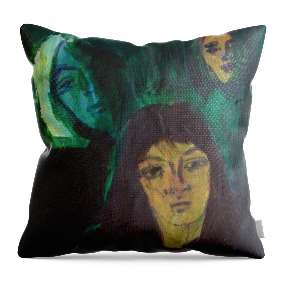 Abstract Throw Pillow featuring the painting Jealousy by Judith Redman