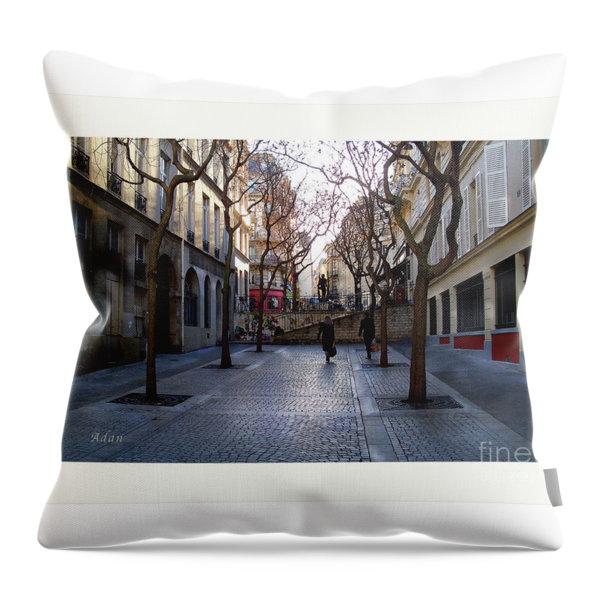 Paris Throw Pillow featuring the photograph Jean Beauvais Paris Couple Walking by Felipe Adan Lerma