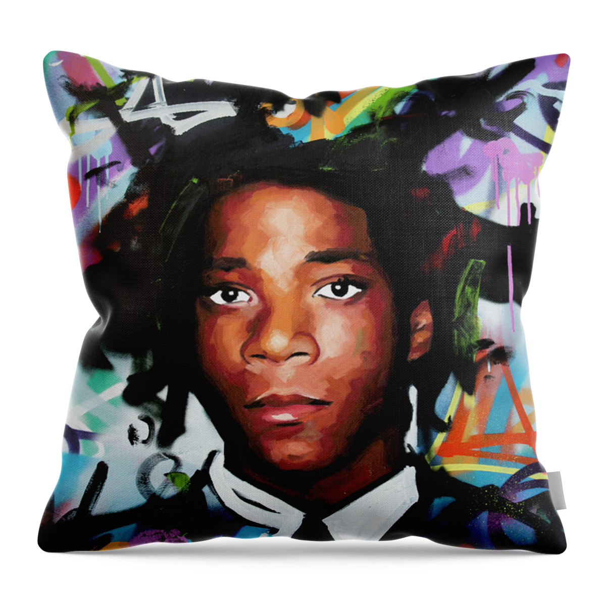 Jean Throw Pillow featuring the painting Jean Michel Basquiat II by Richard Day