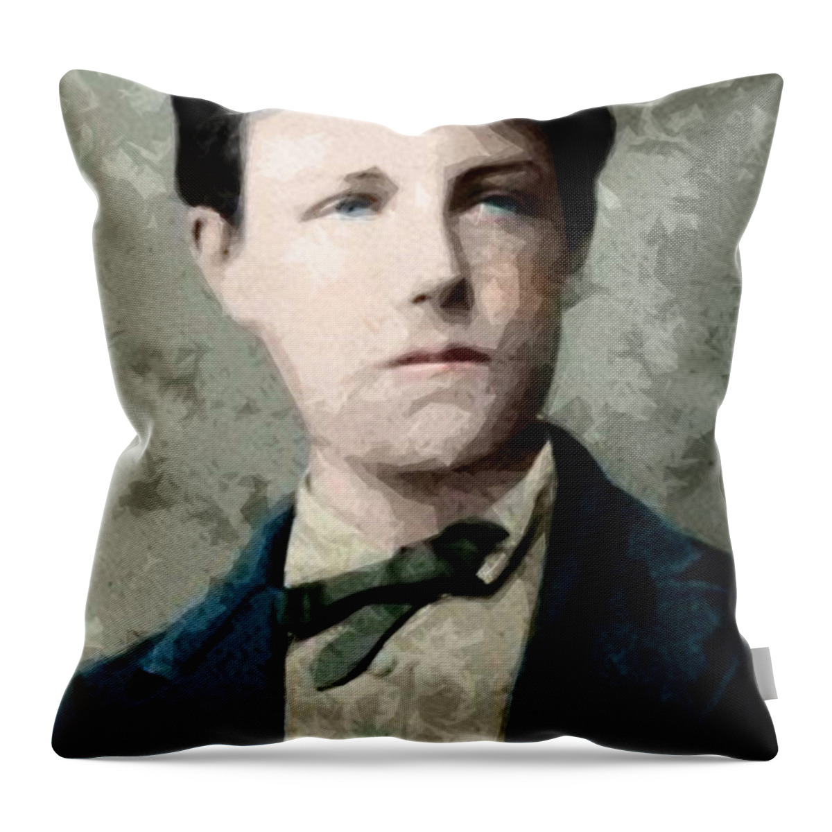 Jean Nicolas Arthur Rimbaud Age 17 Throw Pillow featuring the painting Jean Nicolas Arthur Rimbaud age 17 by Celestial Images