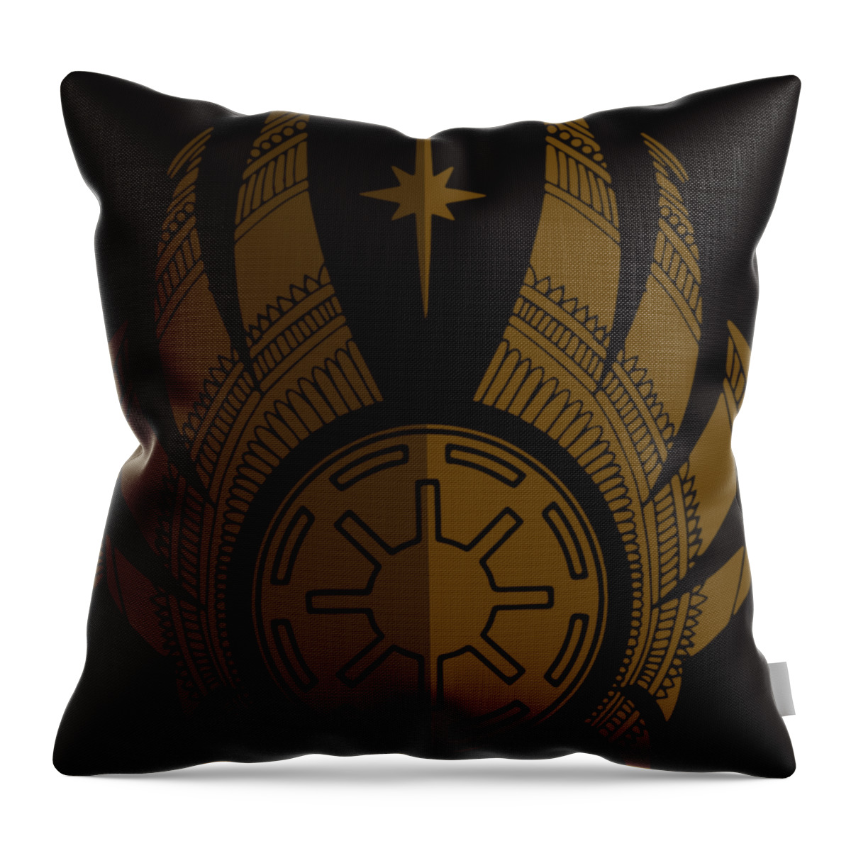 Jedi Throw Pillow featuring the mixed media Jedi Symbol - Star Wars Art, Brown by Studio Grafiikka