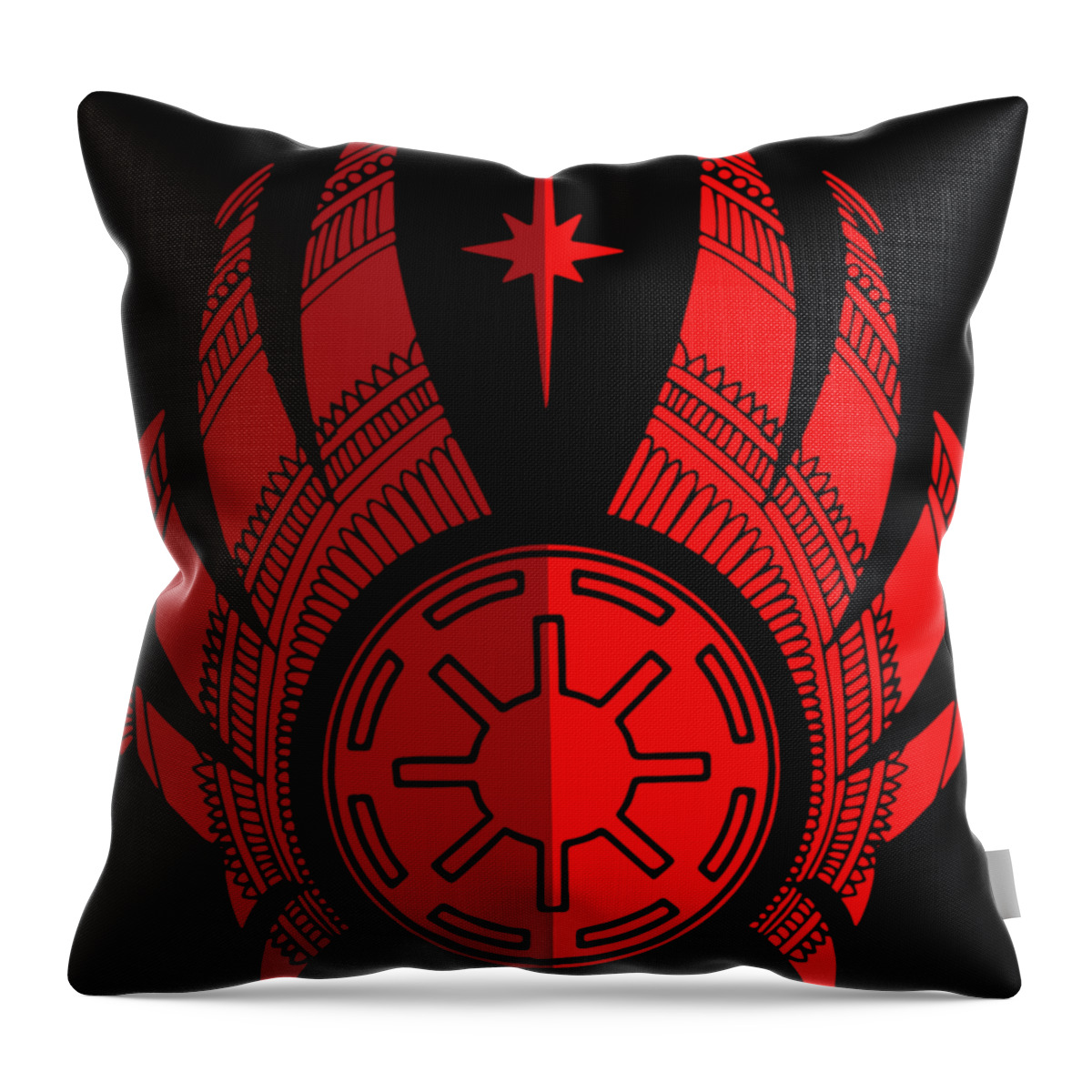 Jedi Throw Pillow featuring the mixed media Jedi Symbol - Star Wars Art, Red by Studio Grafiikka