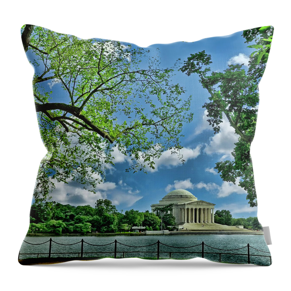 Jefferson Throw Pillow featuring the photograph Jefferson Memorial # 2 by Allen Beatty