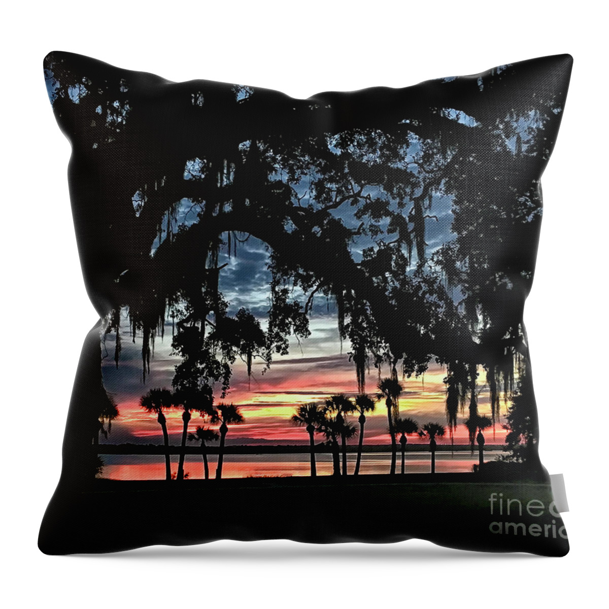 Sunset Throw Pillow featuring the photograph Jekyll Island Georgia Sunset by Walt Foegelle