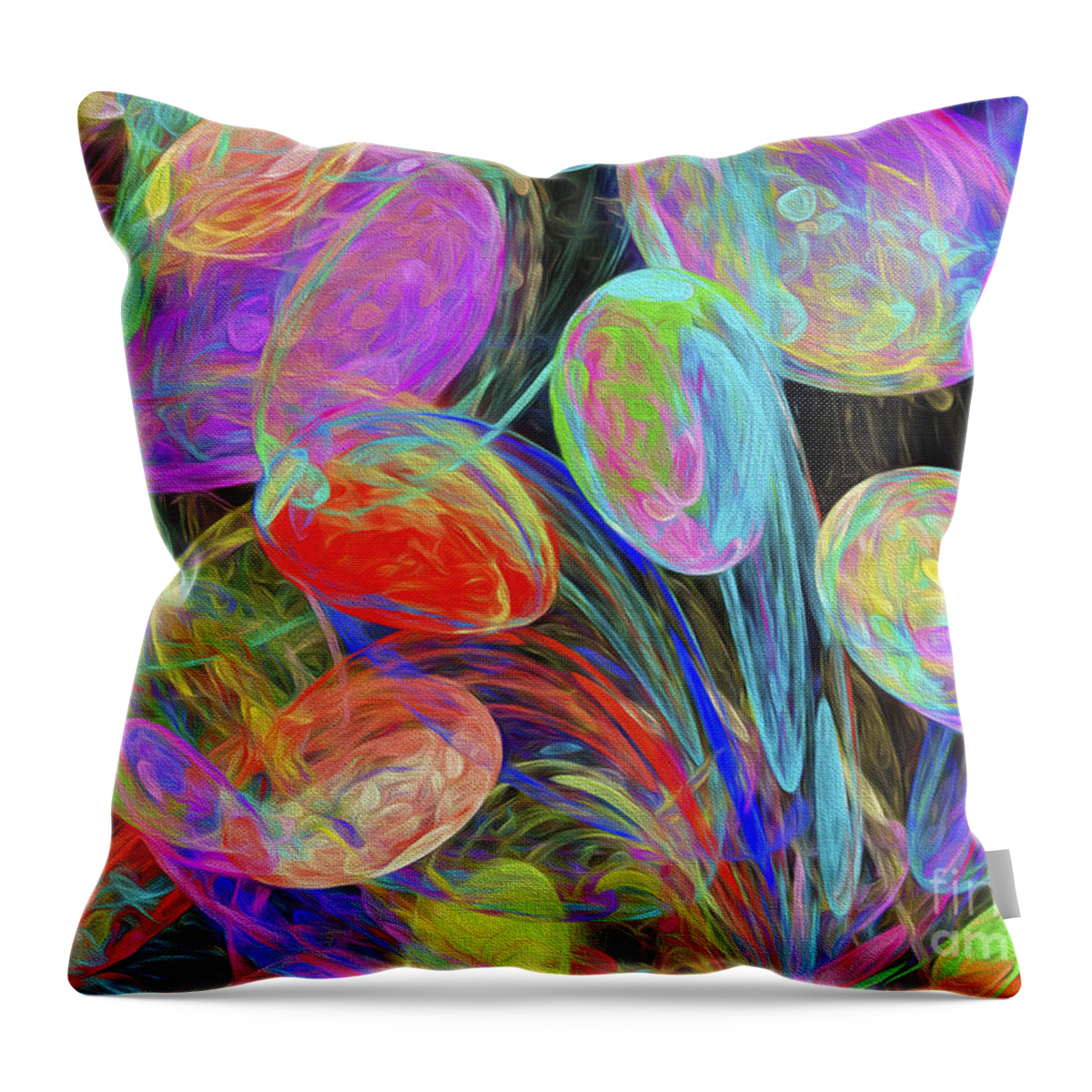 Andee Design Abstract Throw Pillow featuring the digital art Jelly Beans And Balloons Abstract by Andee Design
