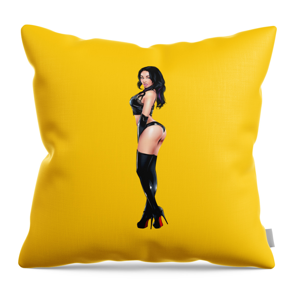 Pin-up Throw Pillow featuring the digital art Pin-up Latex by Brian Gibbs