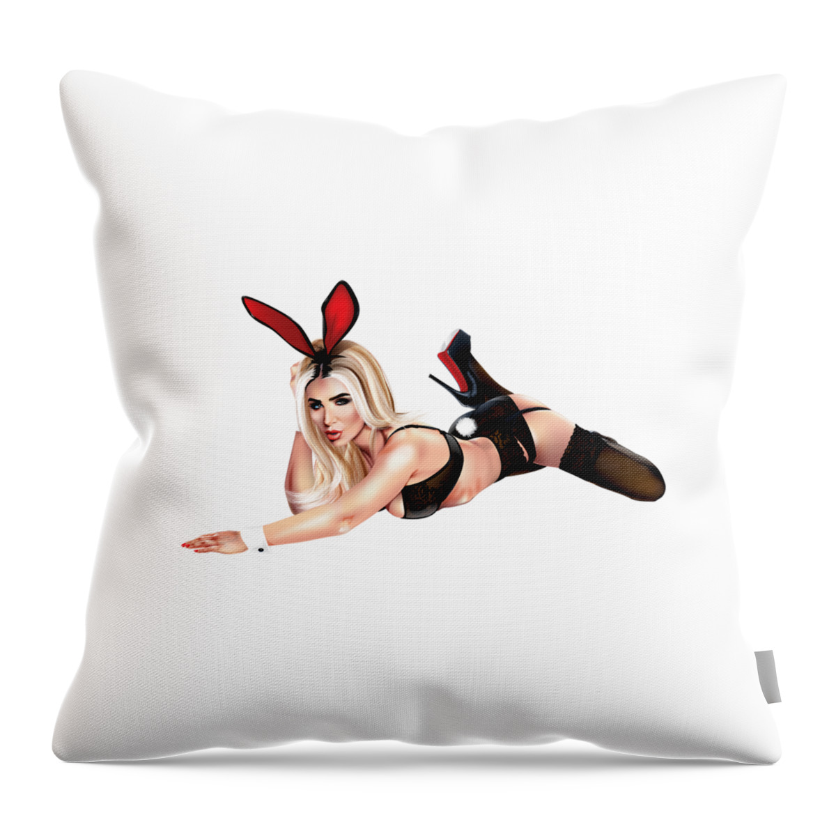 Pin-up Throw Pillow featuring the digital art Pin-up bunny by Brian Gibbs