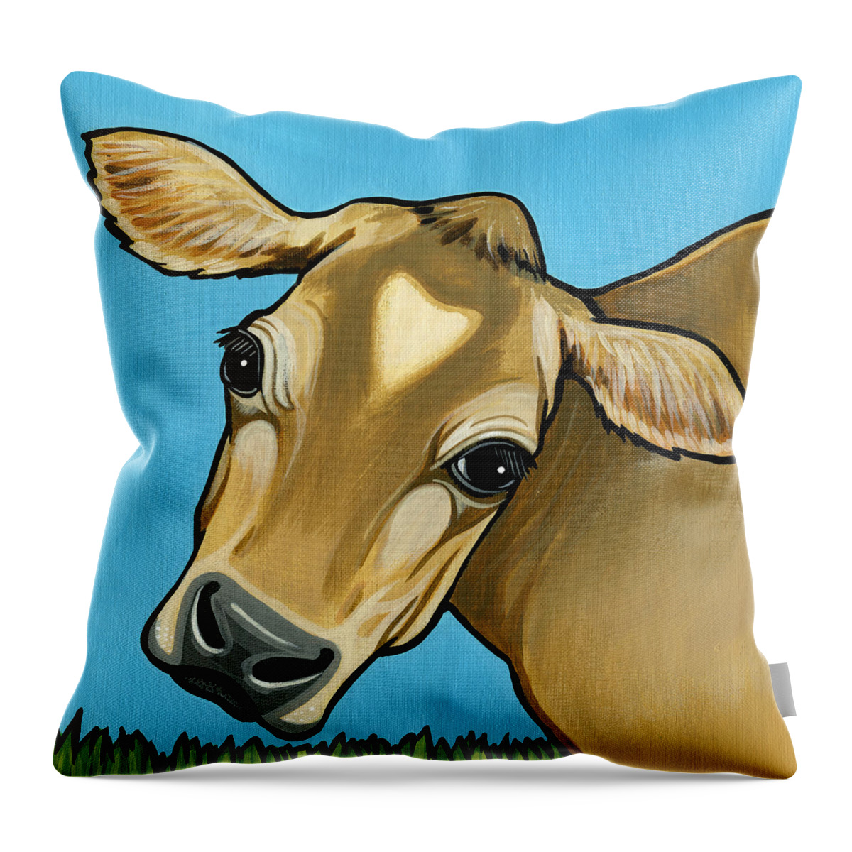 Jersey Cow Throw Pillow featuring the painting Jersey by Leanne Wilkes