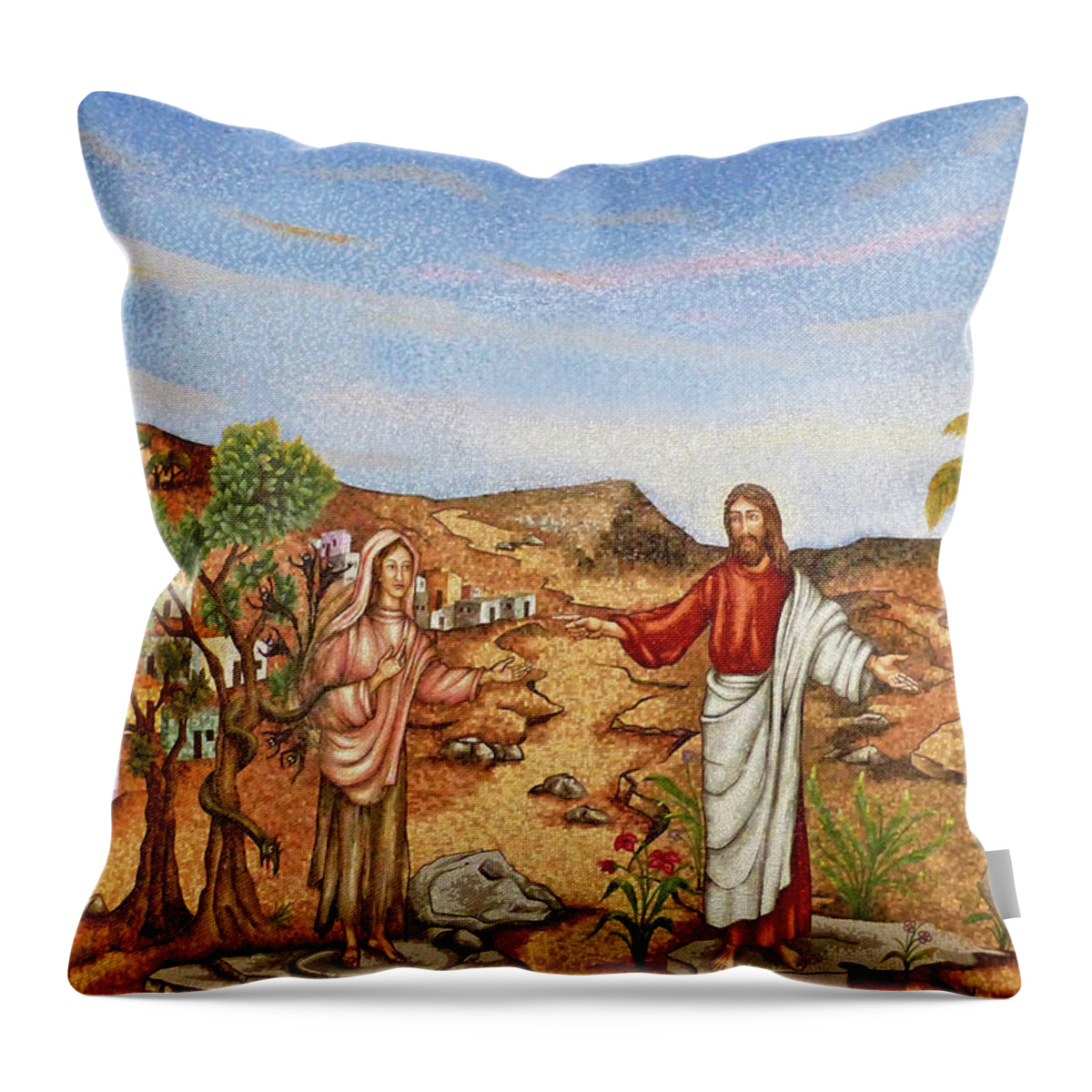 Jesus Throw Pillow featuring the photograph Jesus and Mary Magdalane by Munir Alawi