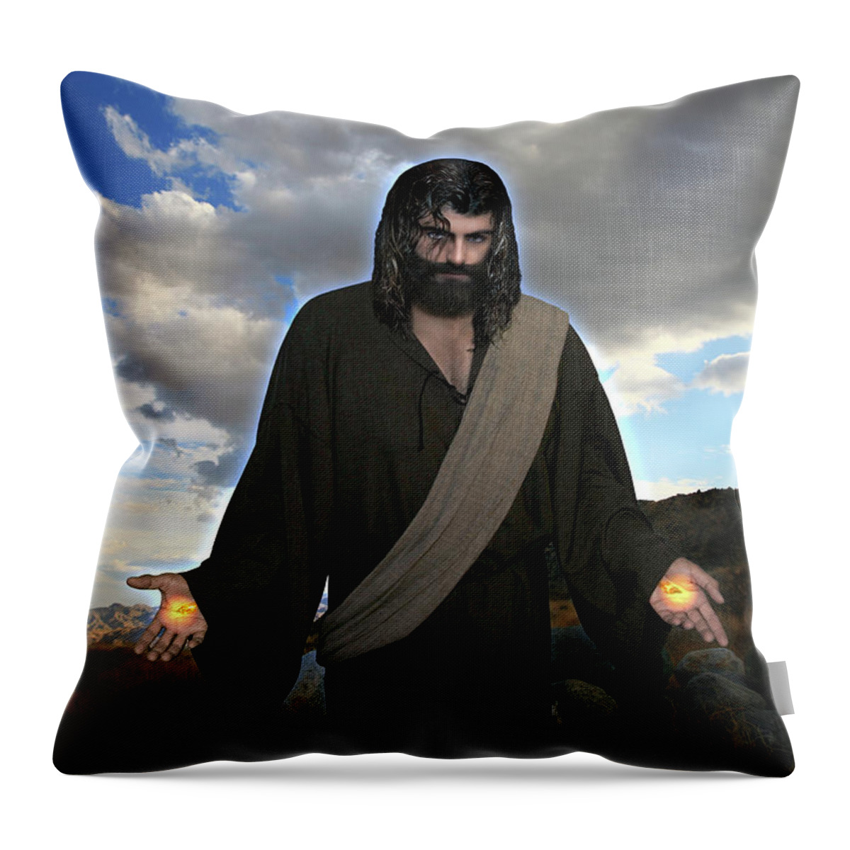 Alex-acropolis-calderon Throw Pillow featuring the photograph Jesus Christ- And He Withdrew Himself Into The Wilderness And Prayed by Acropolis De Versailles