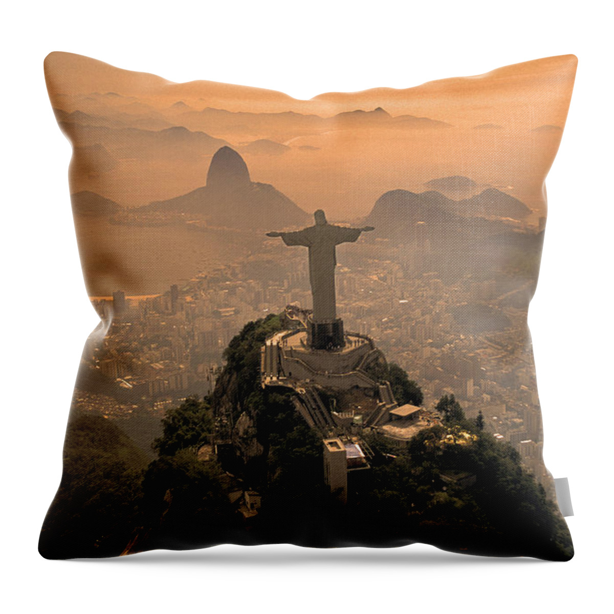 Jesus Throw Pillow featuring the photograph Jesus in Rio by Christian Heeb