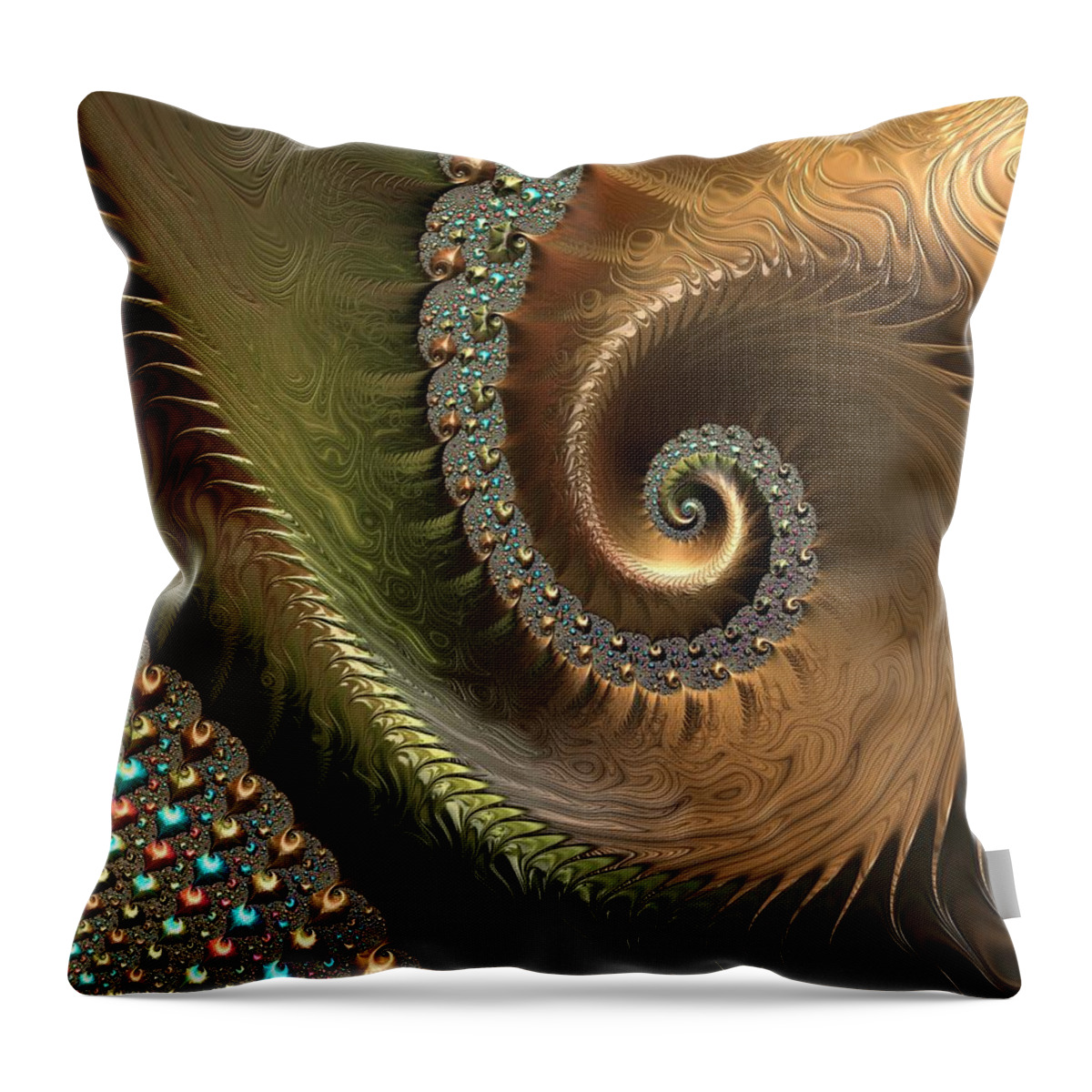 Jewel And Spiral Abstract Throw Pillow featuring the digital art Jewel and Spiral Abstract by Marianna Mills