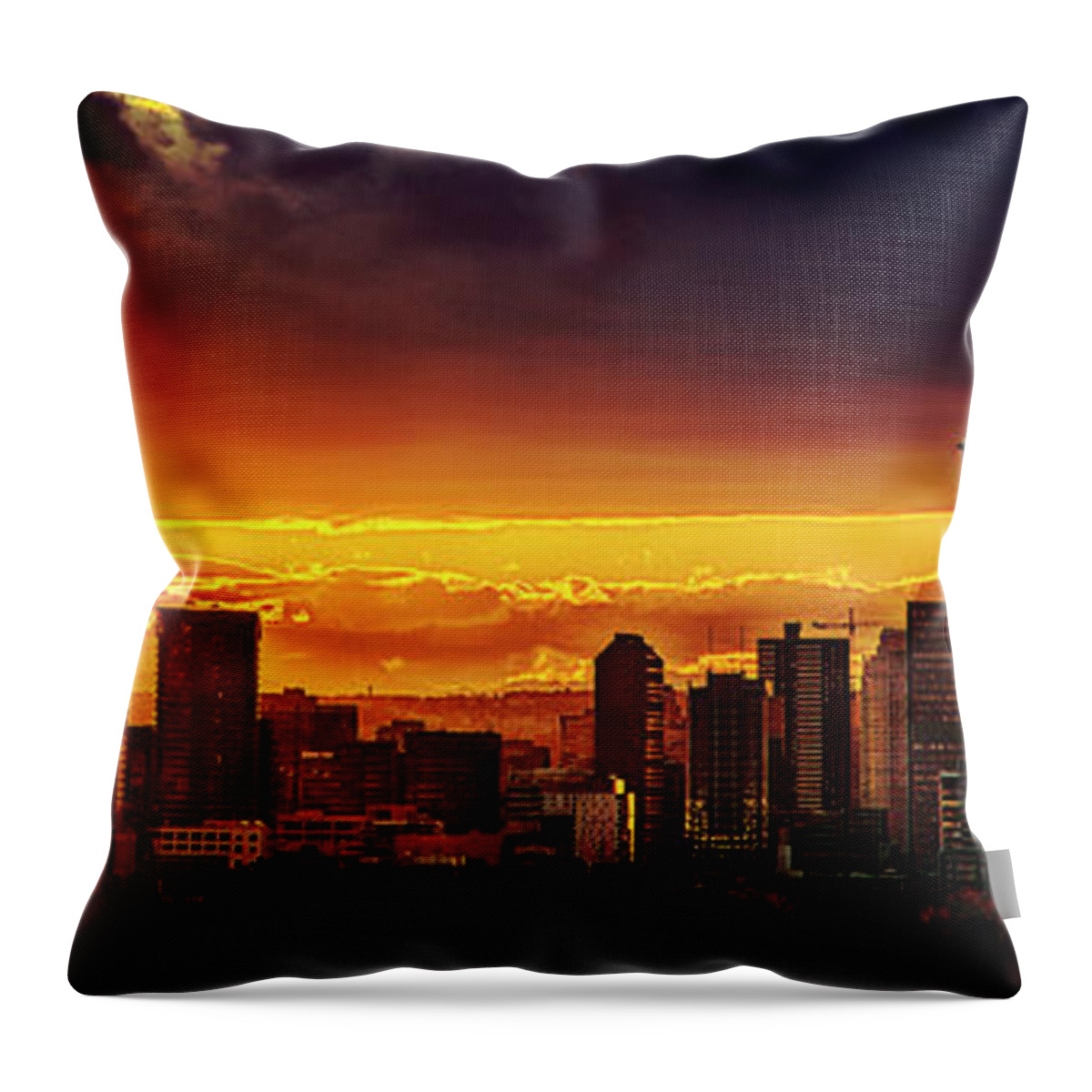 Calgary Throw Pillow featuring the photograph Jewel of the foothills by John Poon