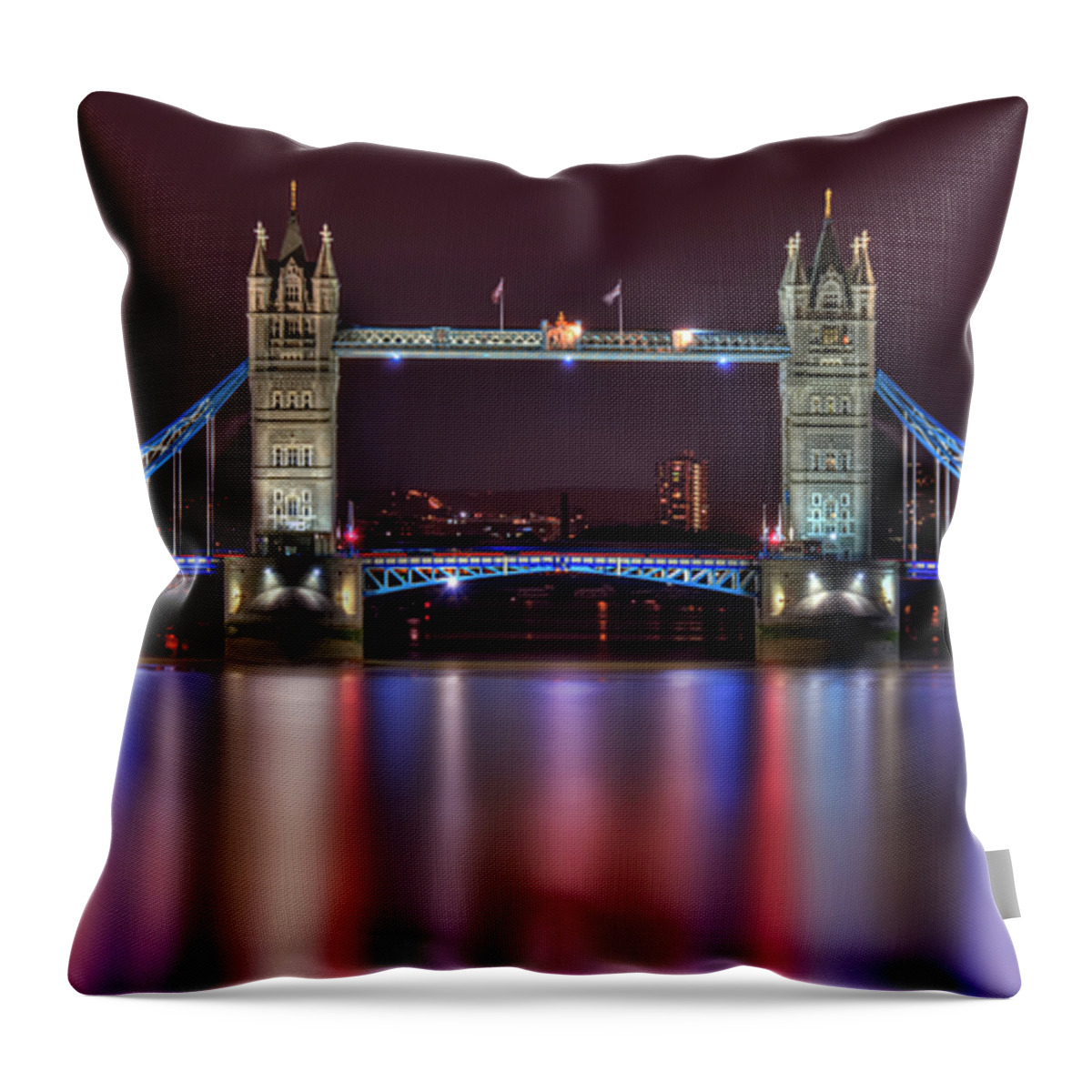Tower Bridge Throw Pillow featuring the photograph Jewel Of The Night by Evelina Kremsdorf