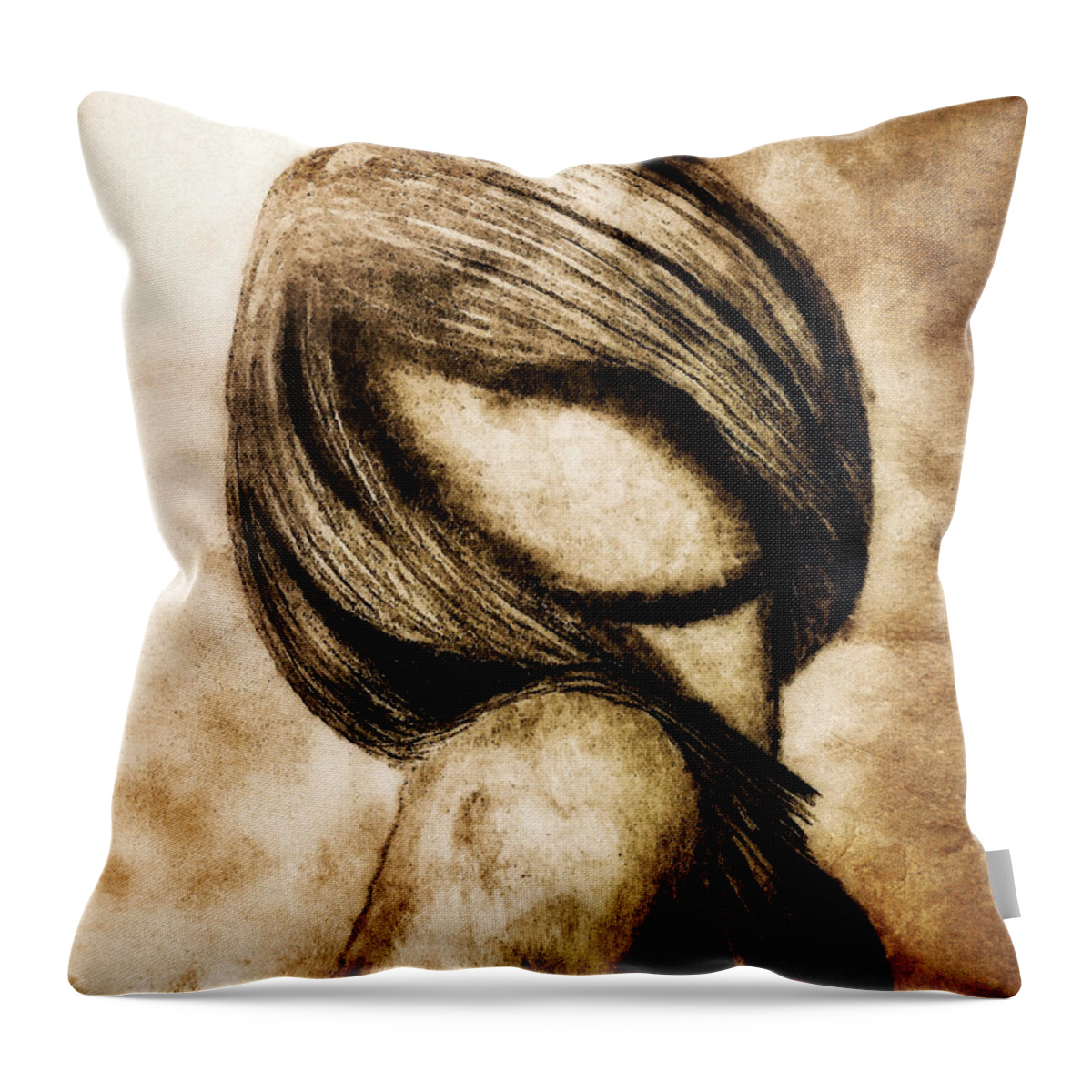 Texture Throw Pillow featuring the drawing JFX2016-Drawing-5 by Emilio Arostegui