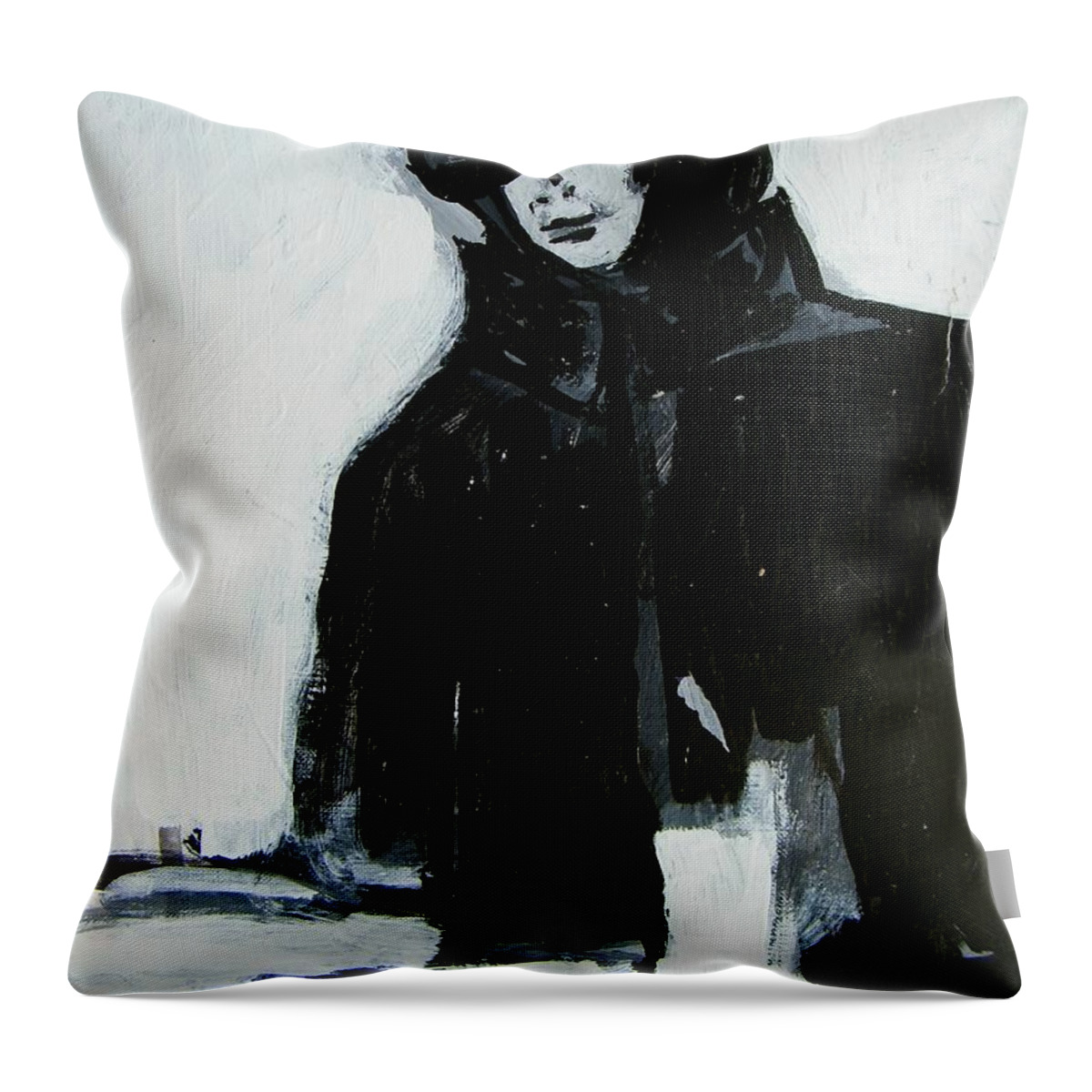 Abstract Throw Pillow featuring the painting Jill--A Lady Driver by Judith Redman