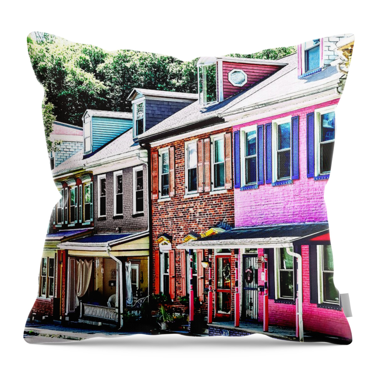 Jim Thorpe Throw Pillow featuring the photograph Jim Thorpe PA - Colorful Street by Susan Savad