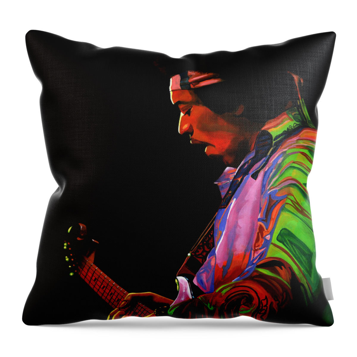 Jimi Hendrix Throw Pillow featuring the painting Jimi Hendrix 4 by Paul Meijering