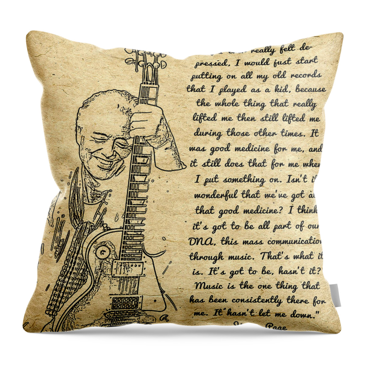 Jimmy Page Throw Pillow featuring the digital art Jimmy Page Quote by Sara Pixel Pixie