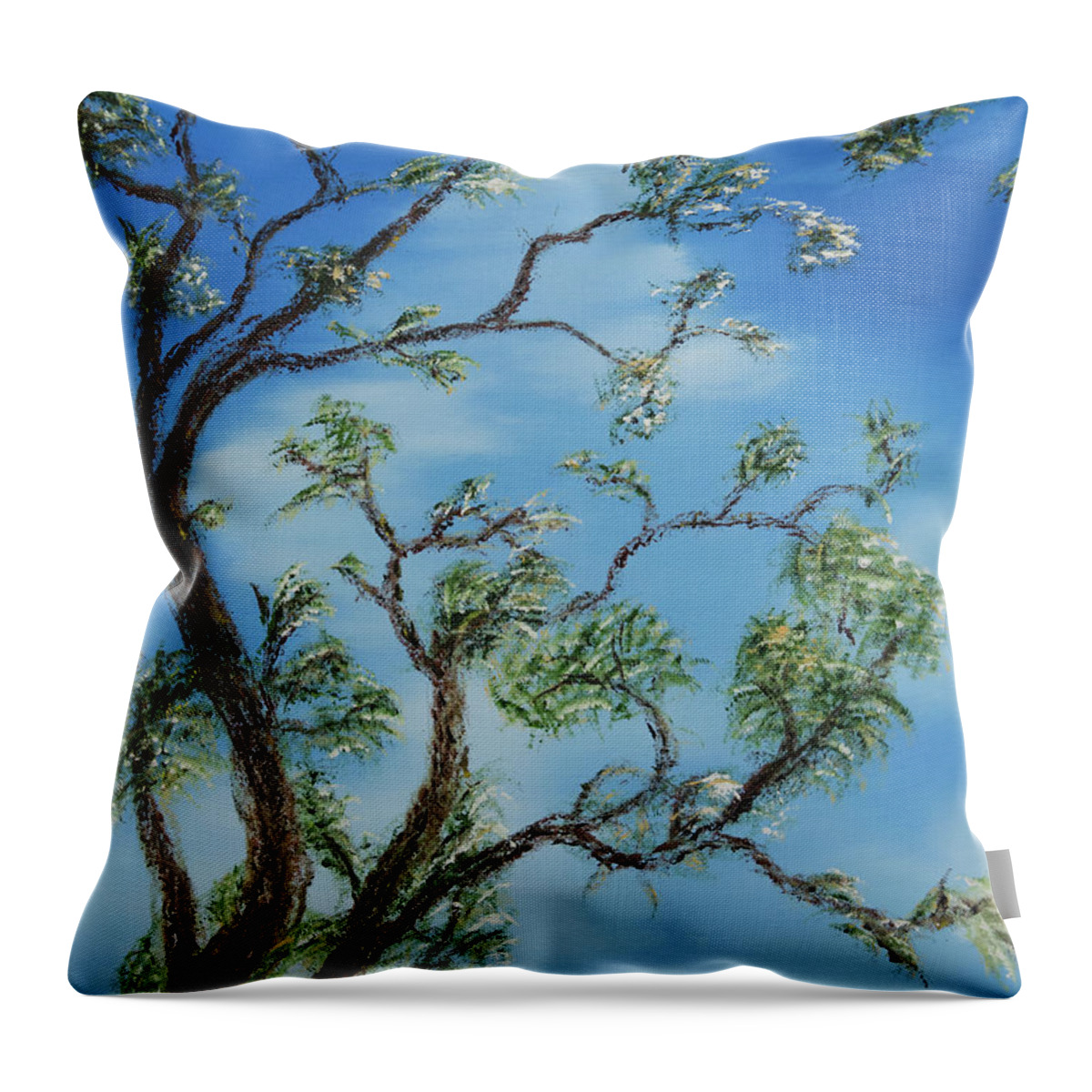 Stephen Daddona Throw Pillow featuring the painting Jim's Tree by Stephen Daddona