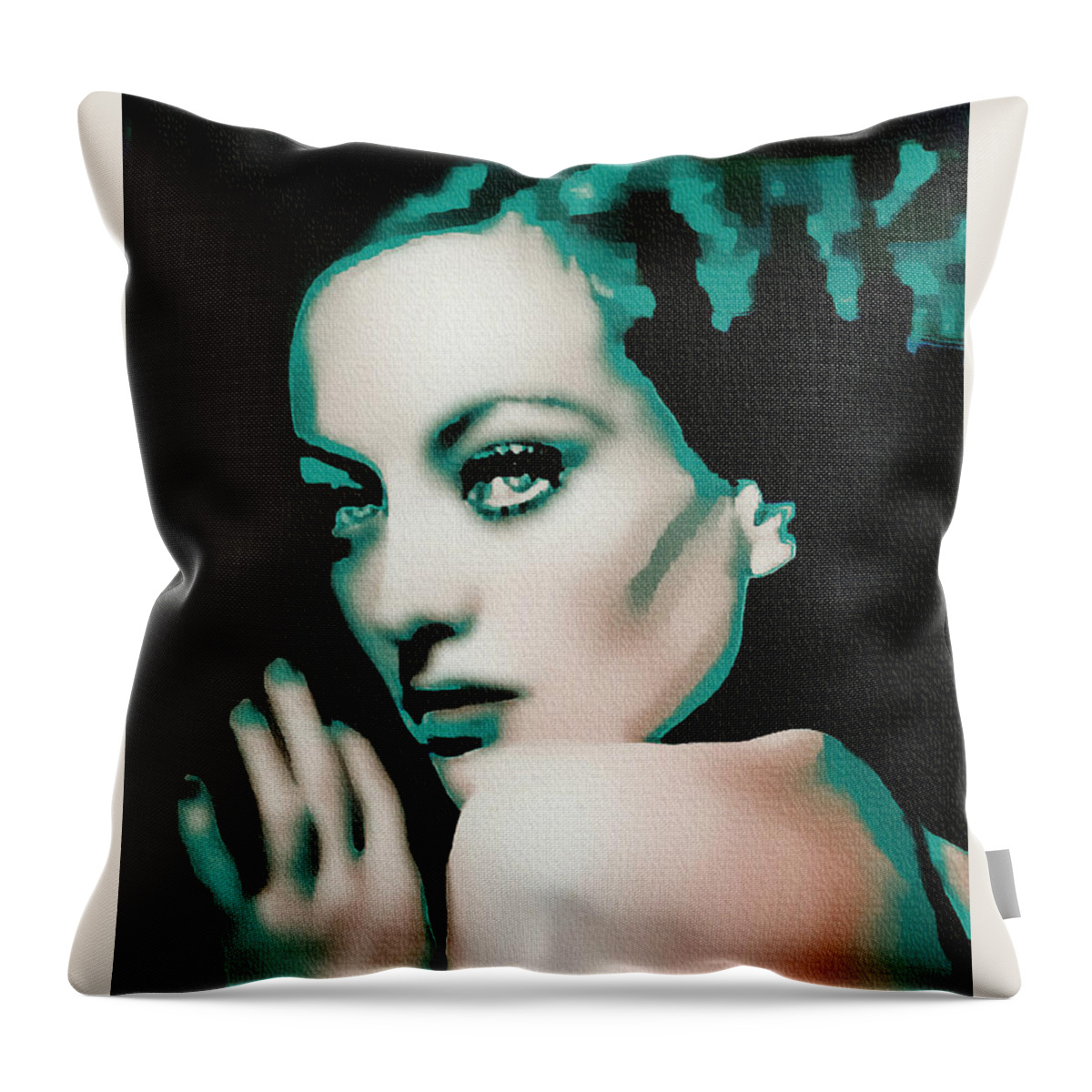 Joan Crawford Throw Pillow featuring the painting Joan crawford - Pop Art by Ian Gledhill