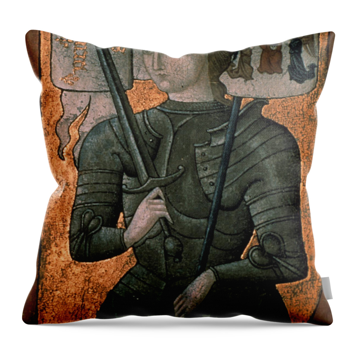 15th Century Throw Pillow featuring the drawing JOAN OF ARC, c1412-1431 by Granger