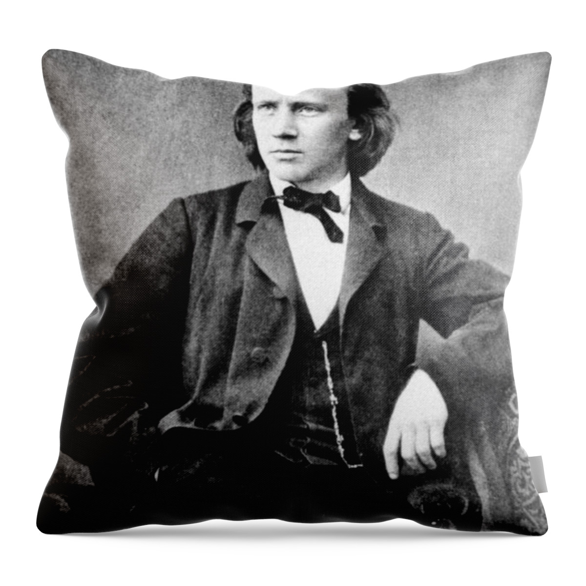 History Throw Pillow featuring the photograph Johannes Brahms, German Composer by Omikron