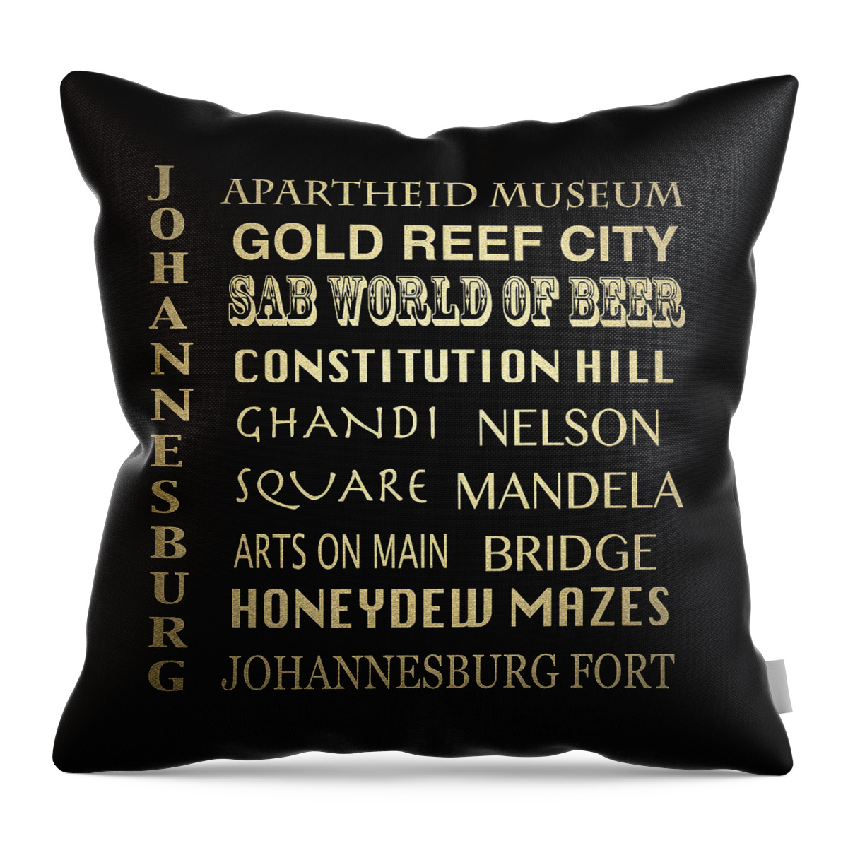 Johannesburg Famous Landmarks Throw Pillow featuring the digital art Johannesburg Famous Landmarks by Patricia Lintner