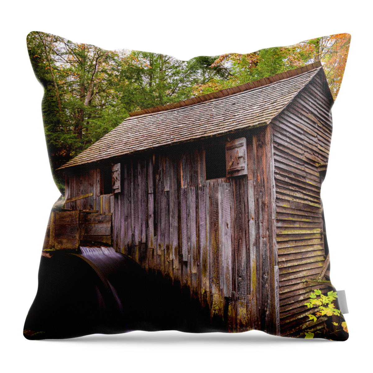 Technology Throw Pillow featuring the photograph John Cable Grist Mill II by Steven Ainsworth