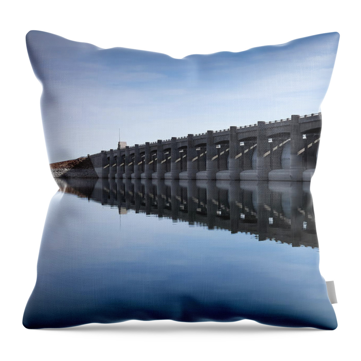 Dam Throw Pillow featuring the photograph John Martin Dam and Reservoir by Ernest Echols