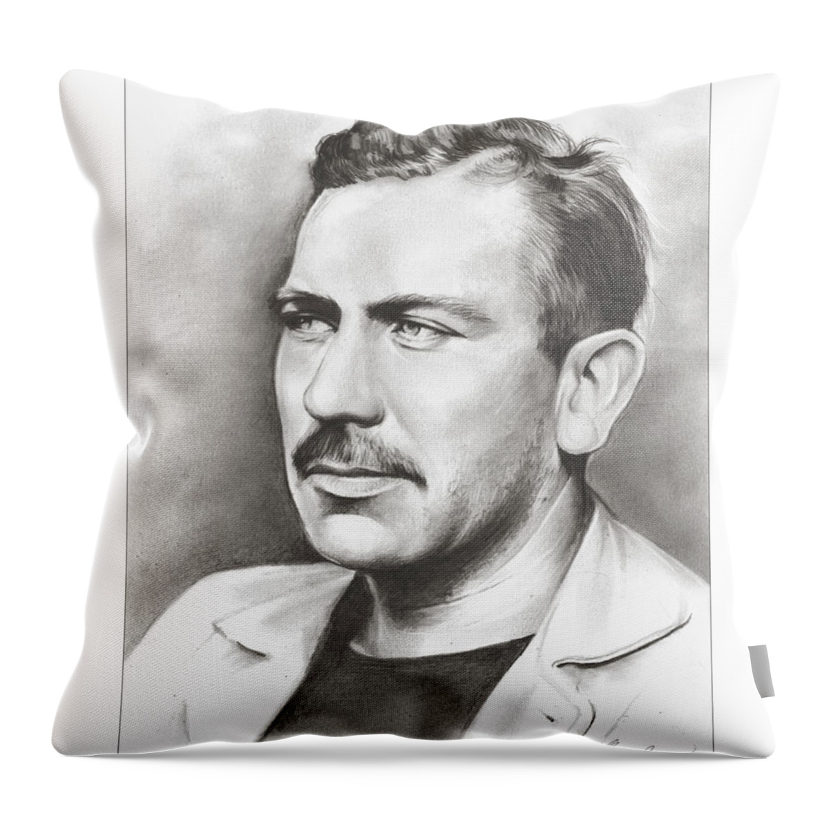Author Throw Pillow featuring the drawing John Steinbeck by Greg Joens