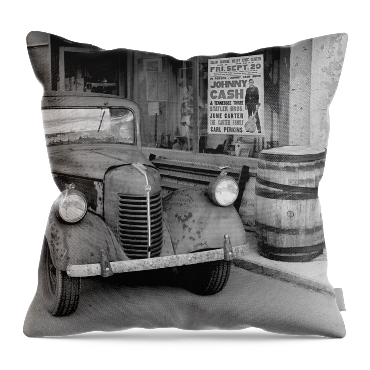 Johnny Cash Throw Pillow featuring the photograph Johnny Cash in Concert by Mal Bray