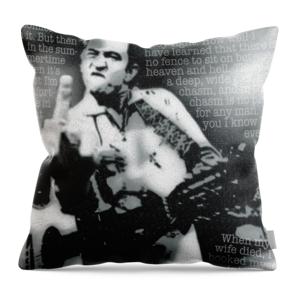 Johnny Cash Throw Pillow featuring the painting Johnny Cash Rebel Vertical by Tony Rubino