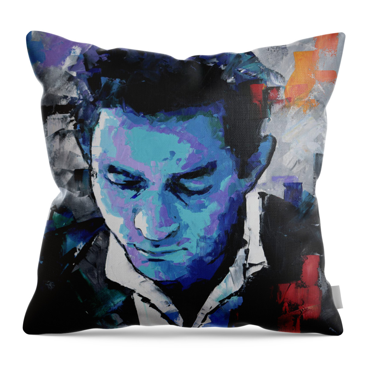 Johnny Cash Throw Pillow featuring the painting Johnny Cash by Richard Day