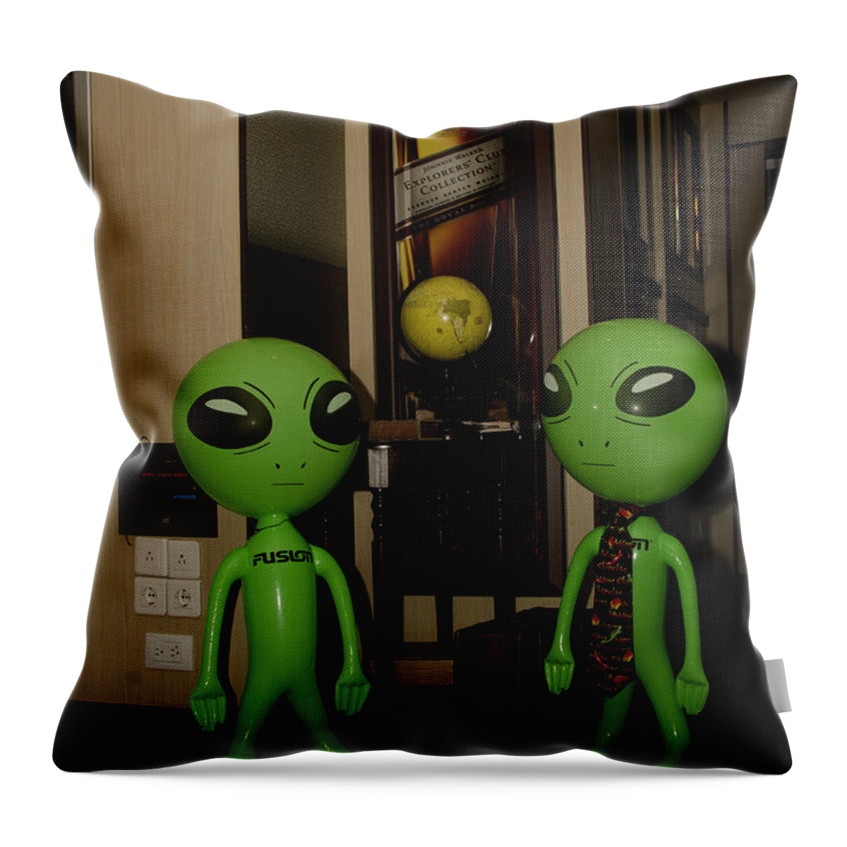 Alien Throw Pillow featuring the photograph Johnny Walker Worshipers by Richard Henne