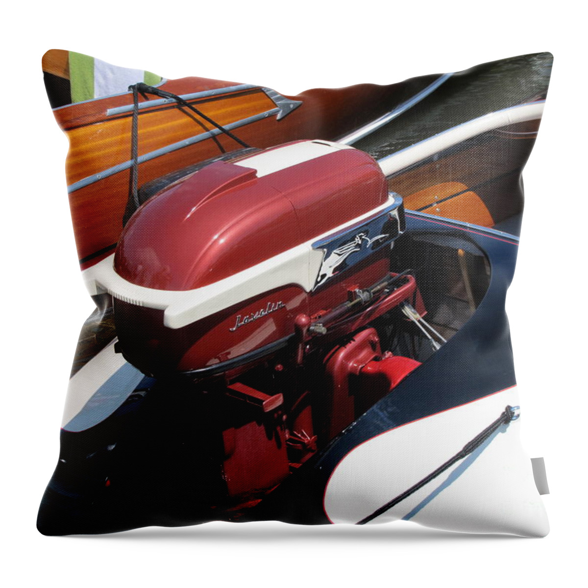 Outboard Throw Pillow featuring the photograph Johnson Javelin by Neil Zimmerman