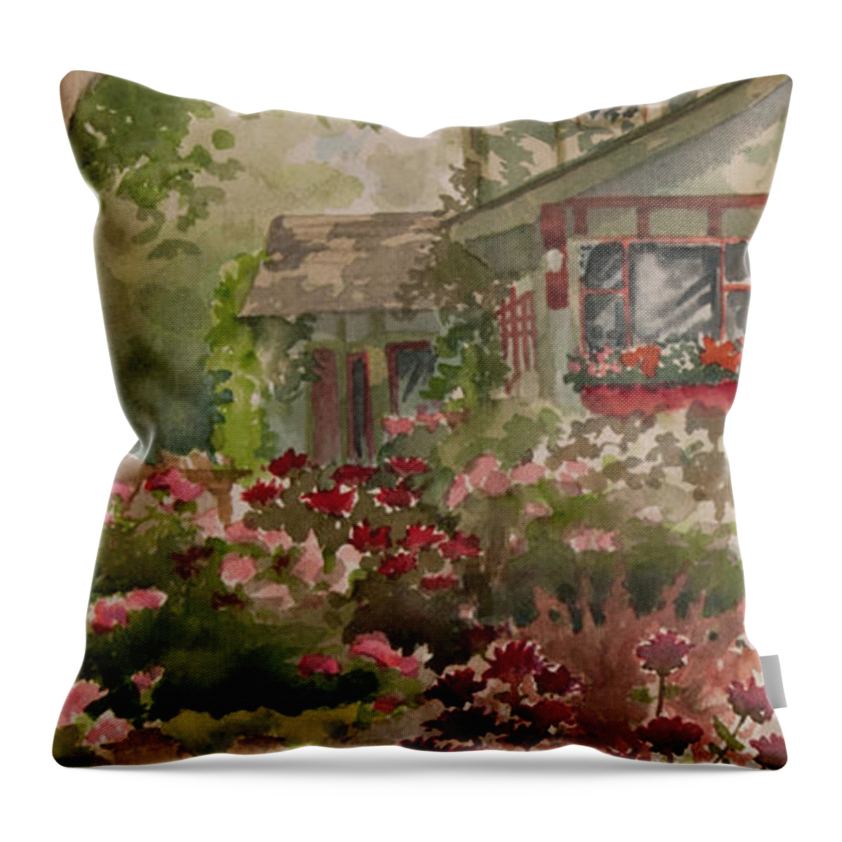 Landscape Throw Pillow featuring the painting Johnson Street Gem by Heidi E Nelson