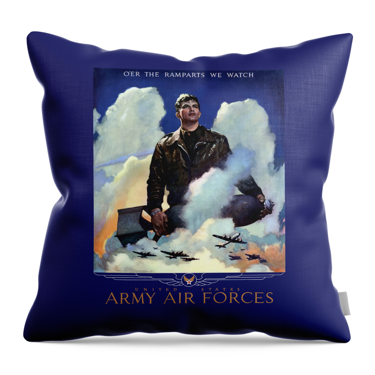 Air Force Throw Pillow featuring the painting Join The Army Air Forces by War Is Hell Store