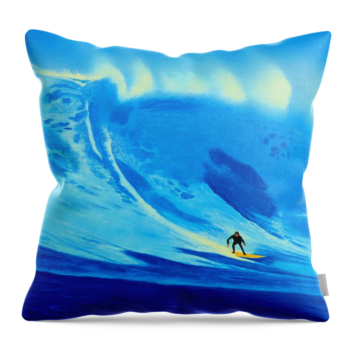 Surfing Throw Pillow featuring the painting Cortes PADDLE 2001 by John Kaelin