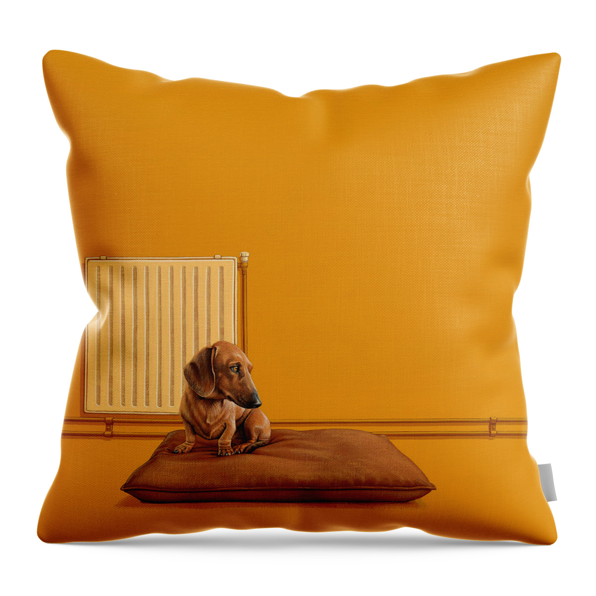 Dachshund Throw Pillow featuring the painting Jonas by Jasper Oostland