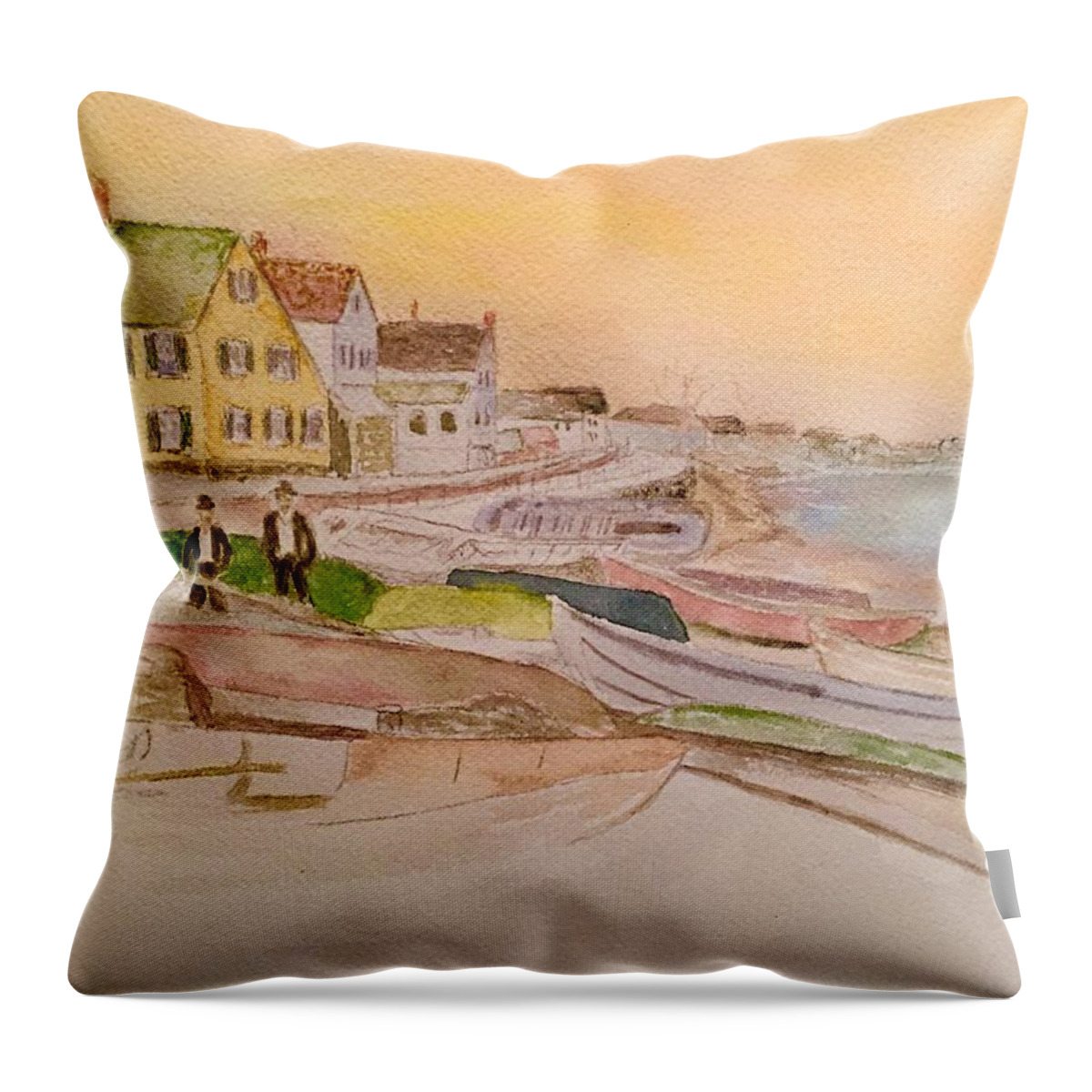 Joppa Flats Throw Pillow featuring the painting Joppa flats Newburyport by Anne Sands
