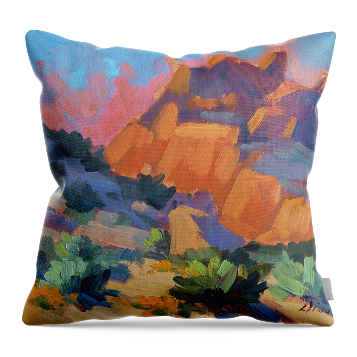 Joshua Tree Throw Pillow featuring the painting Joshua Afternoon by Diane McClary